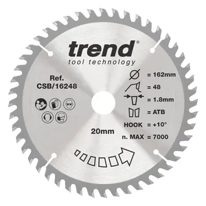 Trend Trä- Batteri- Cirkelsågsklinga 162mm x 20mm x 48T