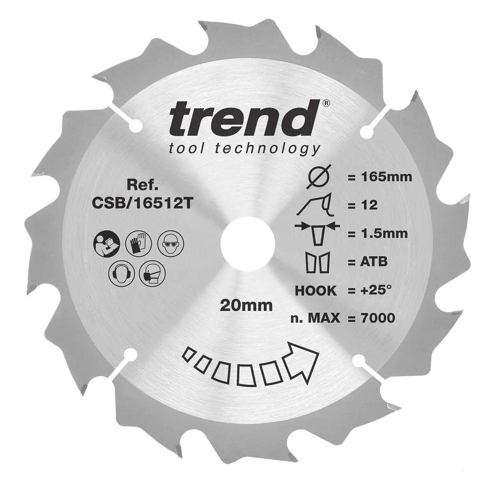 Trend Trä- Batteri- Cirkelsågsklinga 165mm x 20mm x 12T