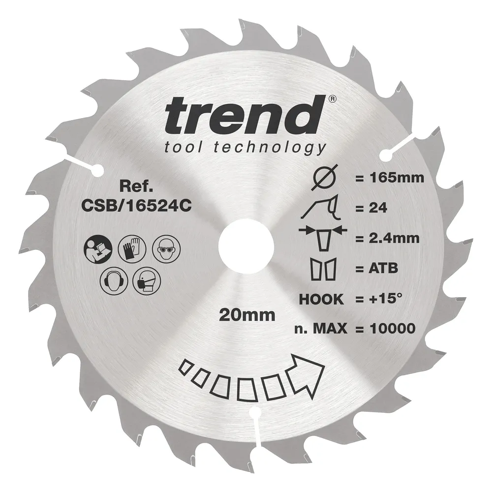 Trend Trä- Cirkelsågsklinga 165mm x 20mm x 24T