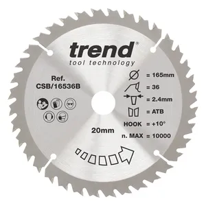 Trend Trä- Cirkelsågsklinga 165mm x 20mm x 36T