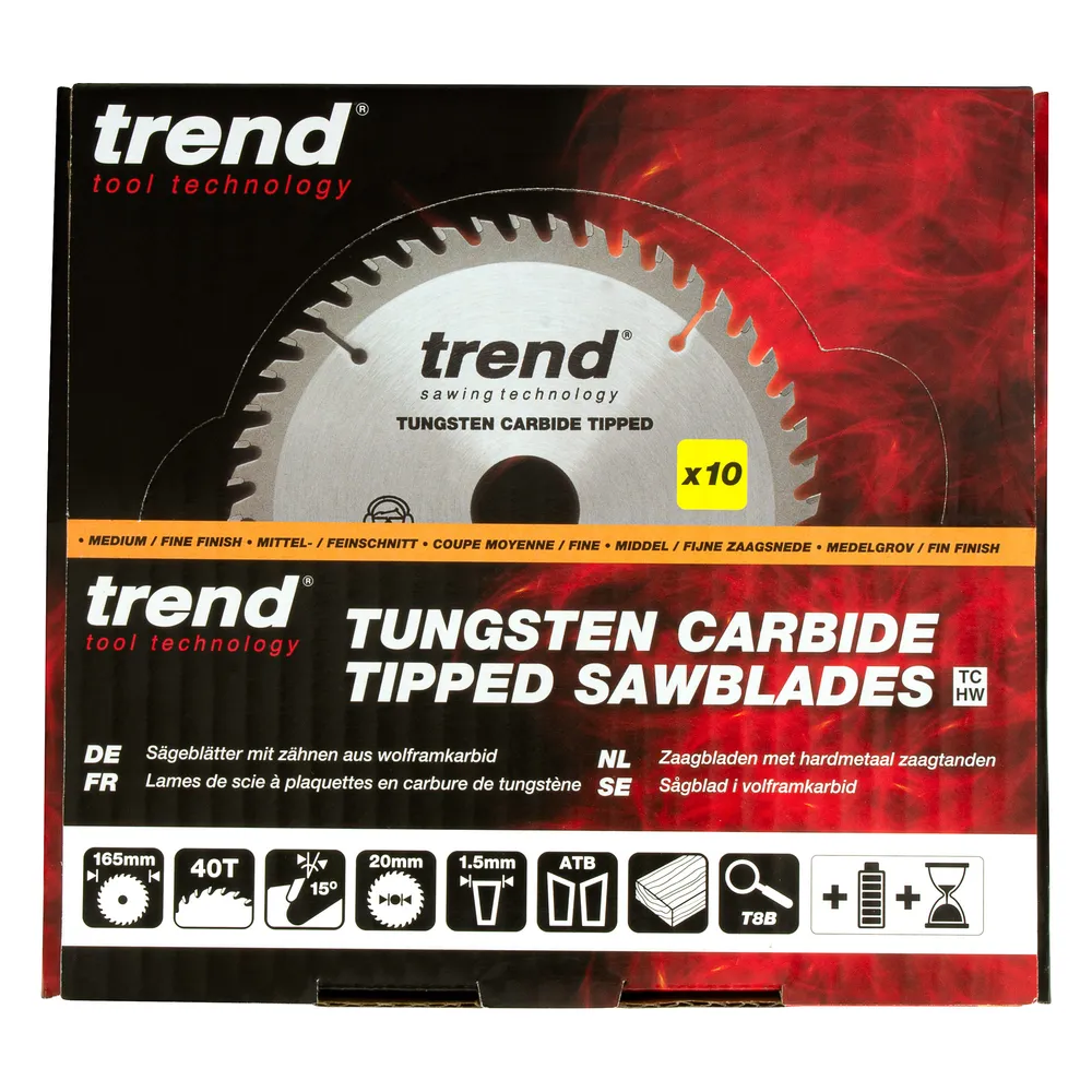 Trend Trä- Batteri- Cirkelsågsklinga 165mm x 20mm x 40T