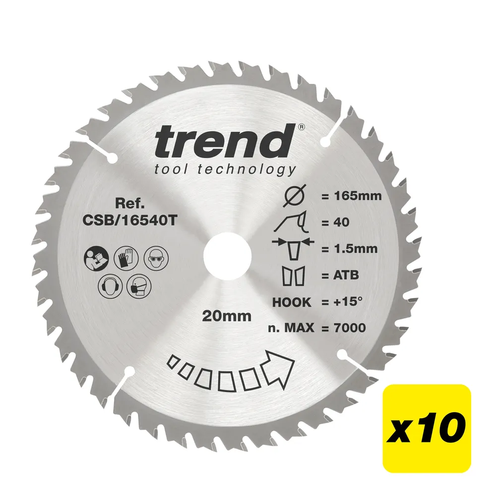 Trend Trä- Batteri- Cirkelsågsklinga 165mm x 20mm x 40T