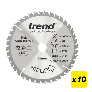 Trend Trä- Batteri- Cirkelsågsklinga 165mm x 20mm x 40T