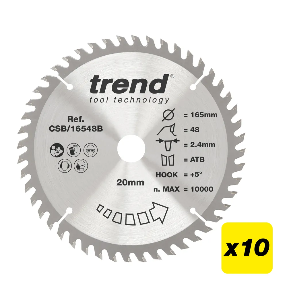 Trend Trä- Cirkelsågsklinga 165mm x 20mm x 48T