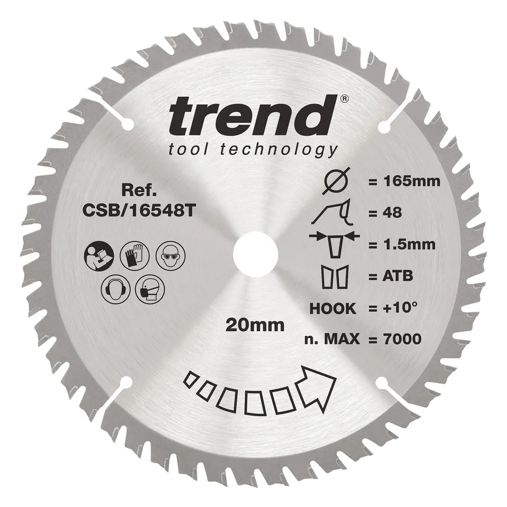 Trend Trä- Batteri- Cirkelsågsklinga 165mm x 20mm x 48T