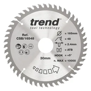 Trend Trä- Cirkelsågsklinga 165mm x 30mm x 48T