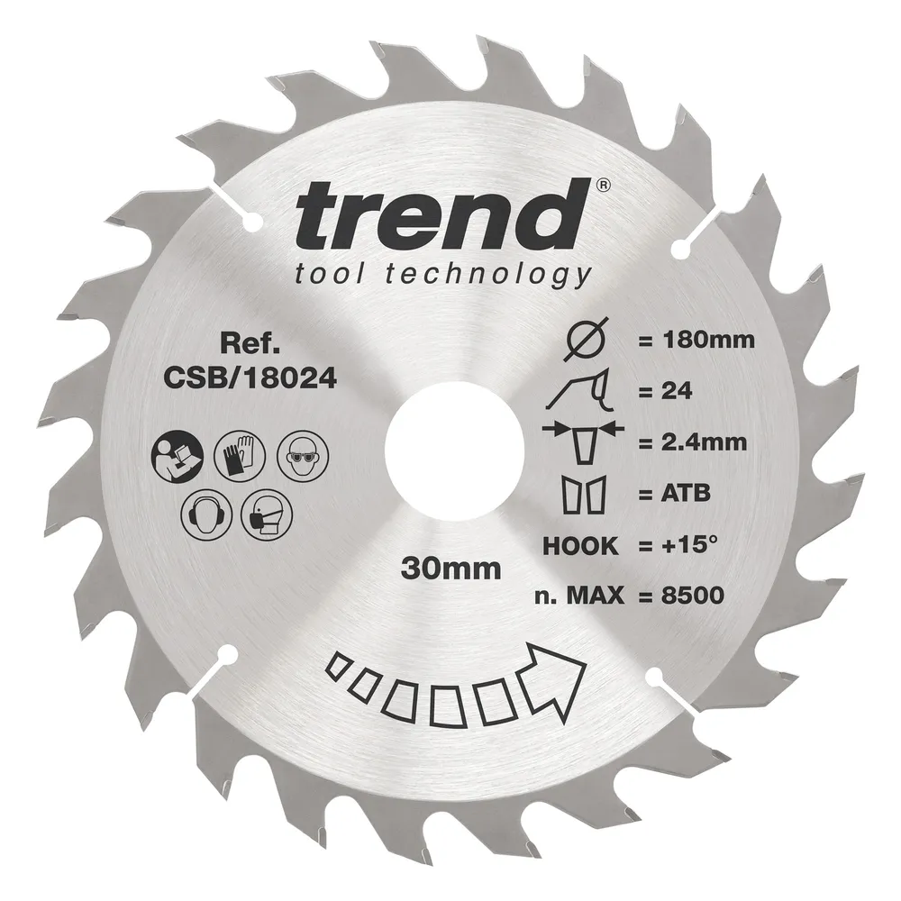 Trend Trä- Cirkelsågsklinga 180mm x 30mm x 24T