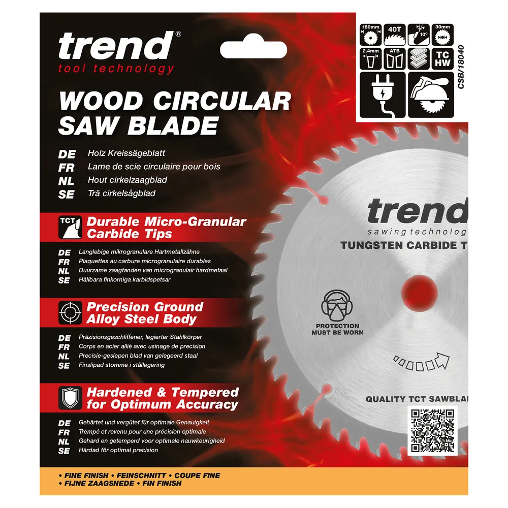 Trend Trä- Cirkelsågsklinga 180mm x 30mm x 40T