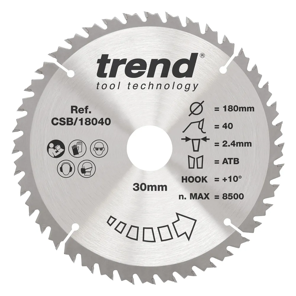 Trend Trä- Cirkelsågsklinga 180mm x 30mm x 40T