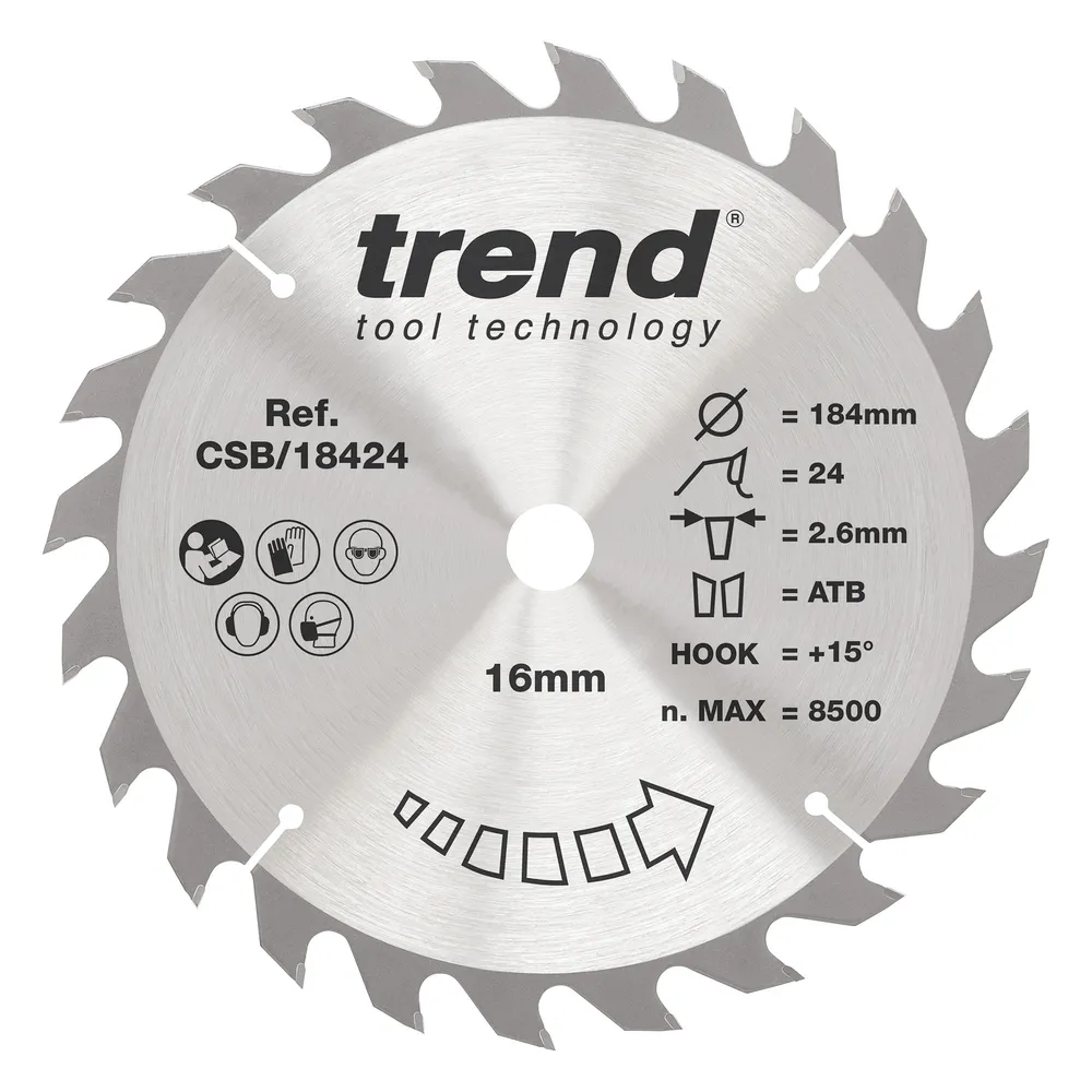 Trend Trä- Cirkelsågsklinga 184mm x 16mm x 24T