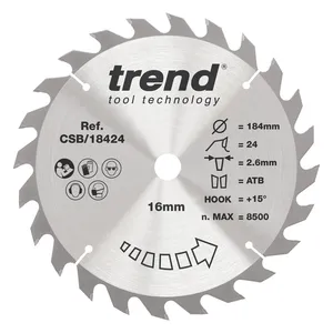 Trend Trä- Cirkelsågsklinga 184mm x 16mm x 24T