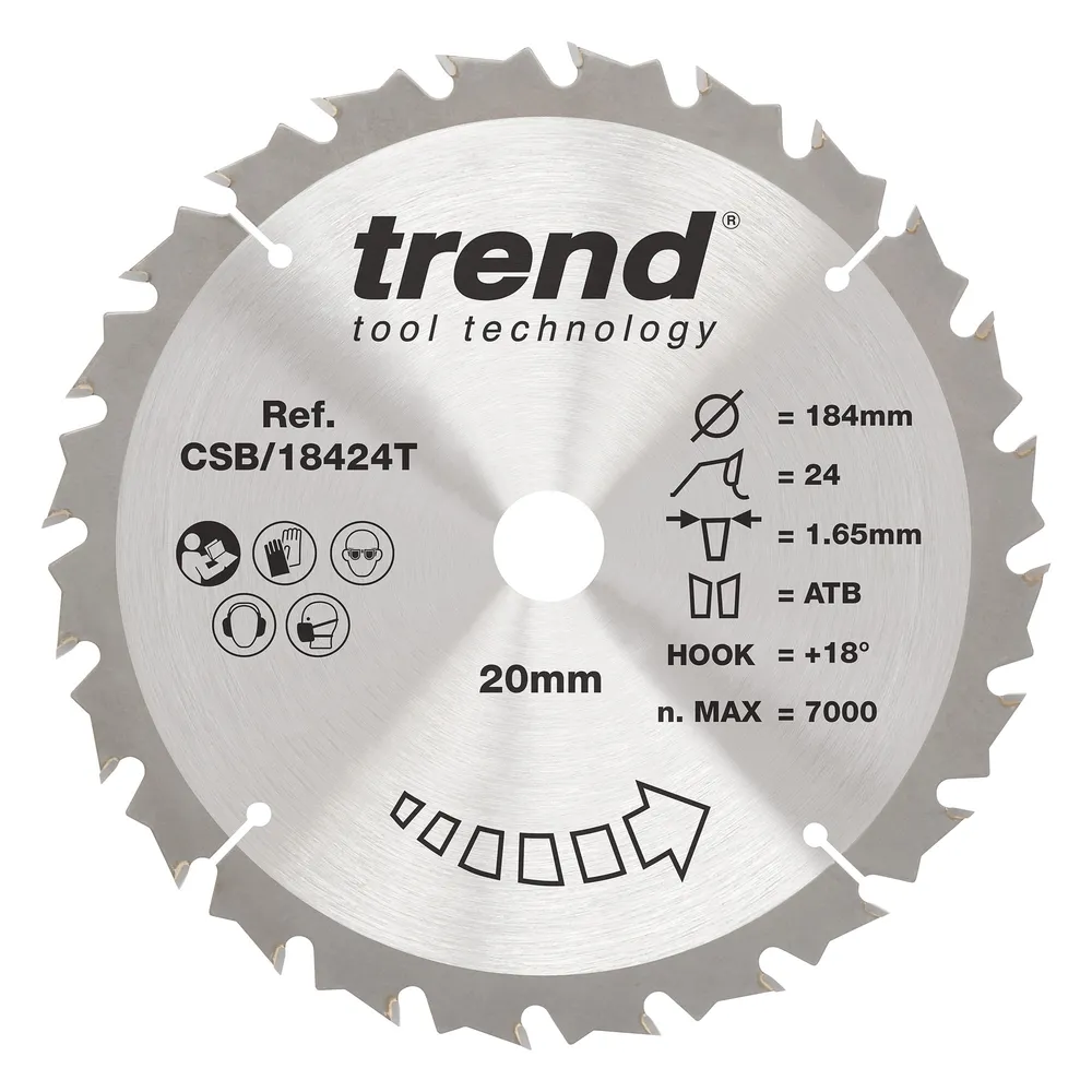 Trend Trä- Batteri- Cirkelsågsklinga 184mm x 20mm x 24T