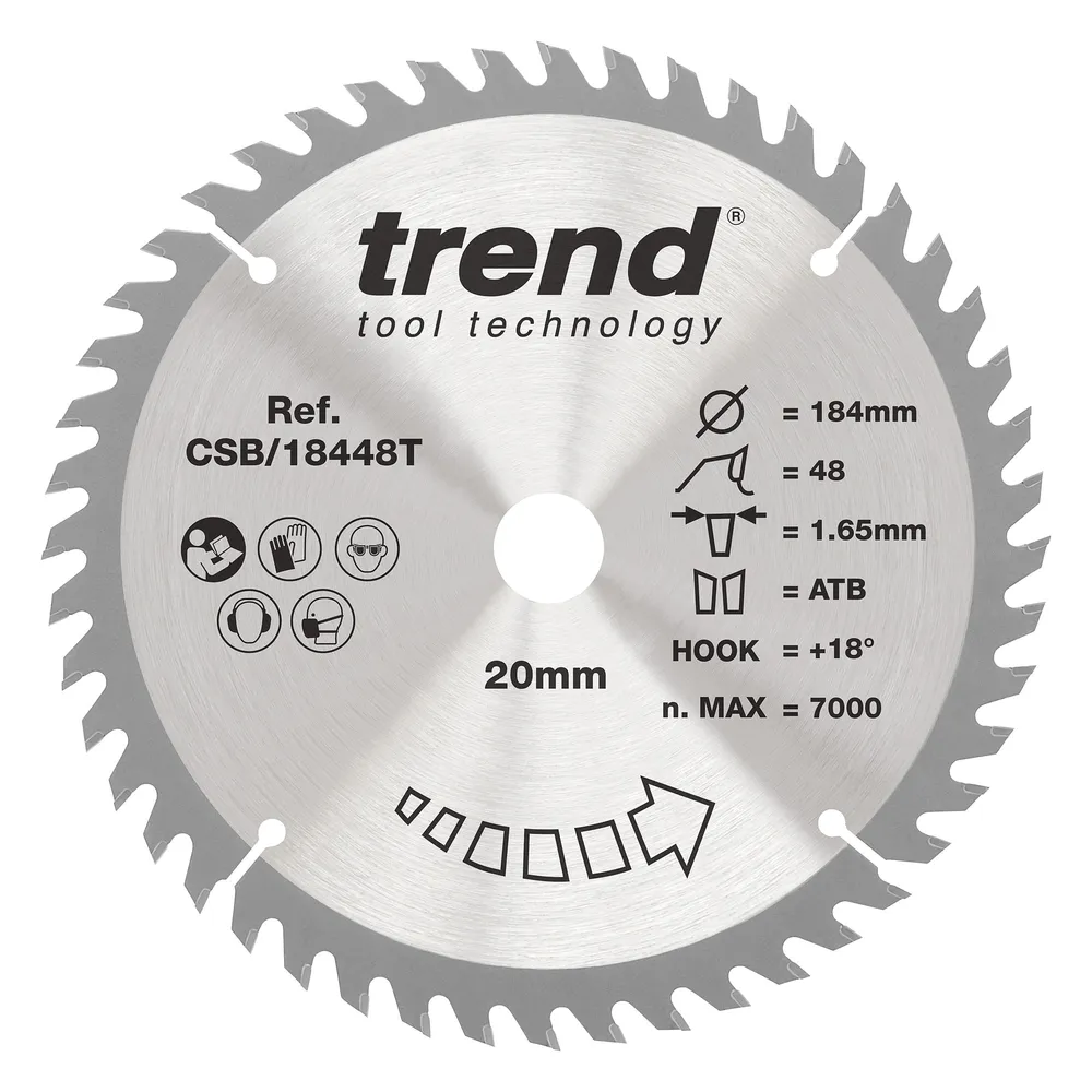 Trend Trä- Batteri- Cirkelsågsklinga 184mm x 20mm x 48T