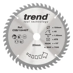 Trend Trä- Batteri- Cirkelsågsklinga 184mm x 20mm x 48T