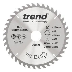 Trend Trä- Cirkelsågsklinga 184mm x 30mm x 40T