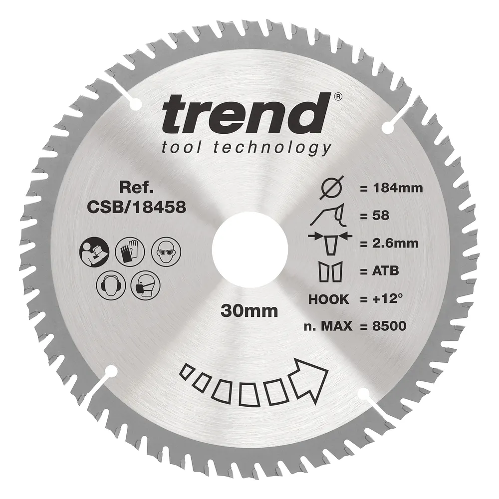 Trend Trä- Cirkelsågsklinga 184mm x 30mm x 58T