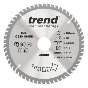 Trend Trä- Cirkelsågsklinga 184mm x 30mm x 58T