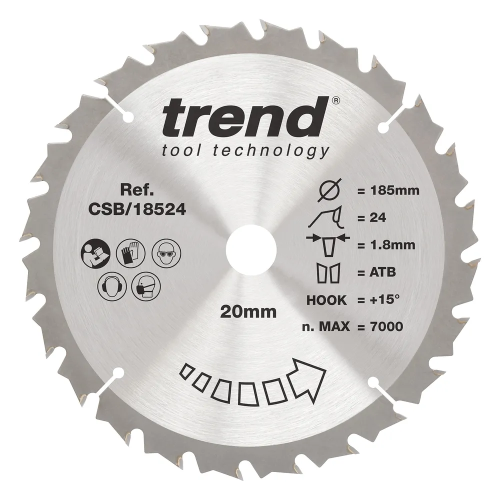 Trend Trä- Batteri- Cirkelsågsklinga 185mm x 20mm x 24T