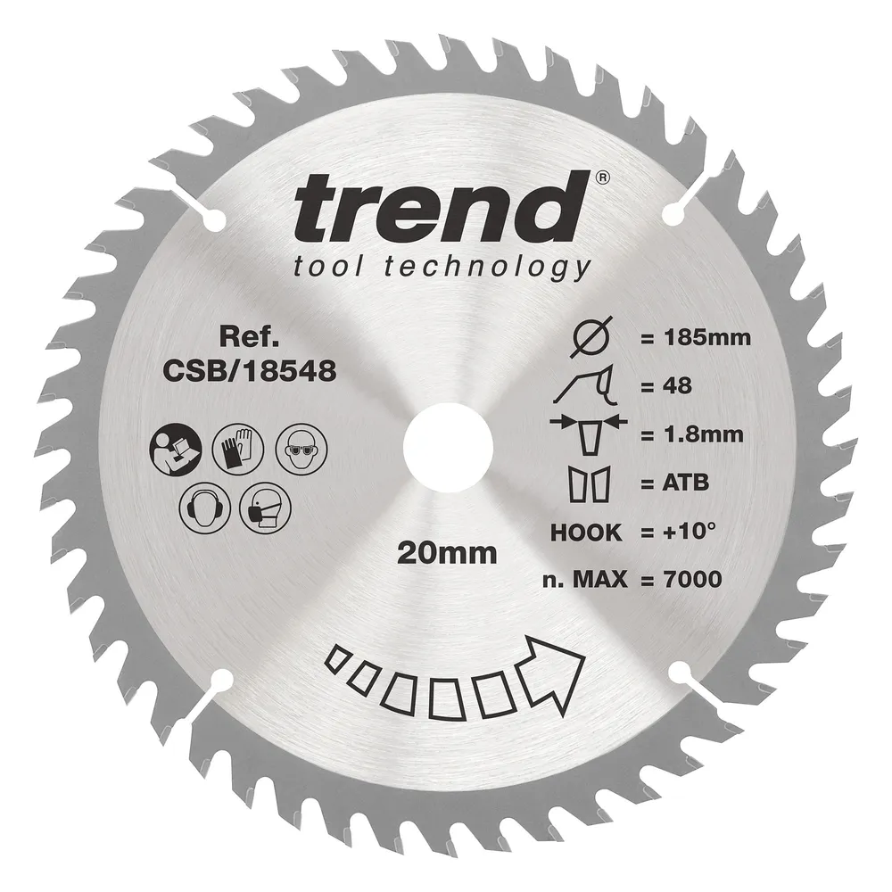 Trend Trä- Batteri- Cirkelsågsklinga 185mm x 20mm x 48T