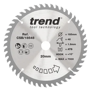 Trend Trä- Batteri- Cirkelsågsklinga 185mm x 20mm x 48T