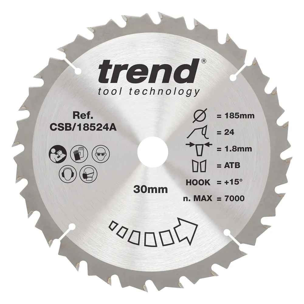 Trend Trä- Batteri- Cirkelsågsklinga 185mm x 30mm x 24T