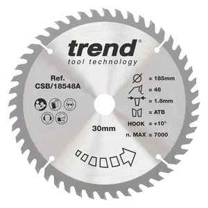Trend Trä- Batteri- Cirkelsågsklinga 185mm x 30mm x 48T