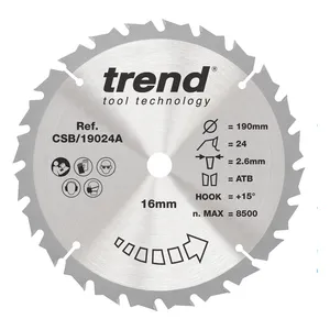 Trend Trä- Cirkelsågsklinga 190mm x 16mm x 24T