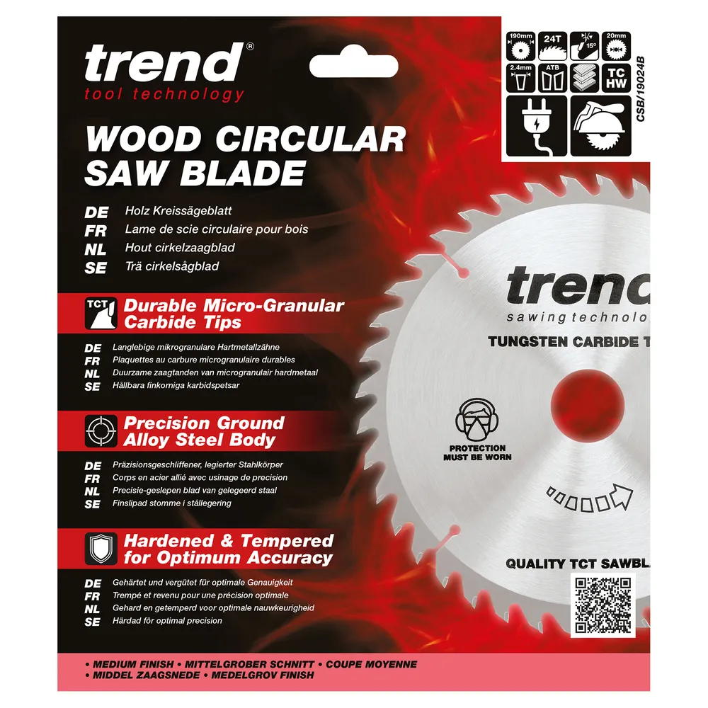 Trend Trä- Cirkelsågsklinga 190mm x 20mm x 24T