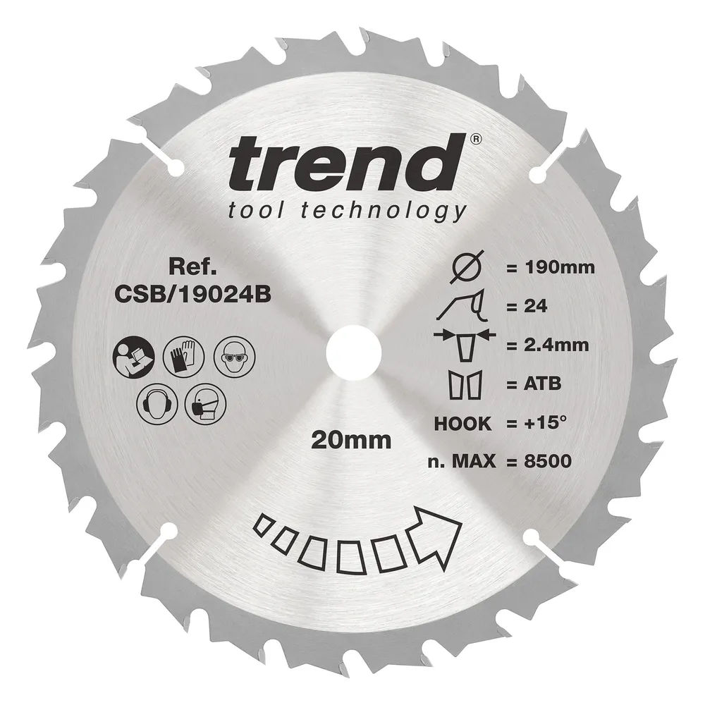Trend Trä- Cirkelsågsklinga 190mm x 20mm x 24T