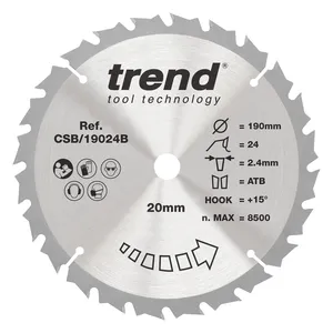 Trend Trä- Cirkelsågsklinga 190mm x 20mm x 24T
