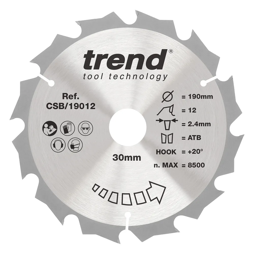 Trend Trä- Cirkelsågsklinga 190mm x 30mm x 12T