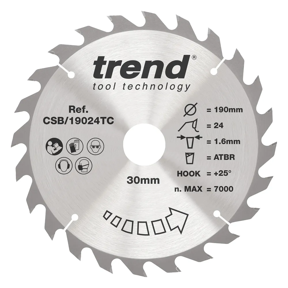 Trend Trä- Batteri- ATBR Cirkelsågsklinga 190mm x 30mm x 24T