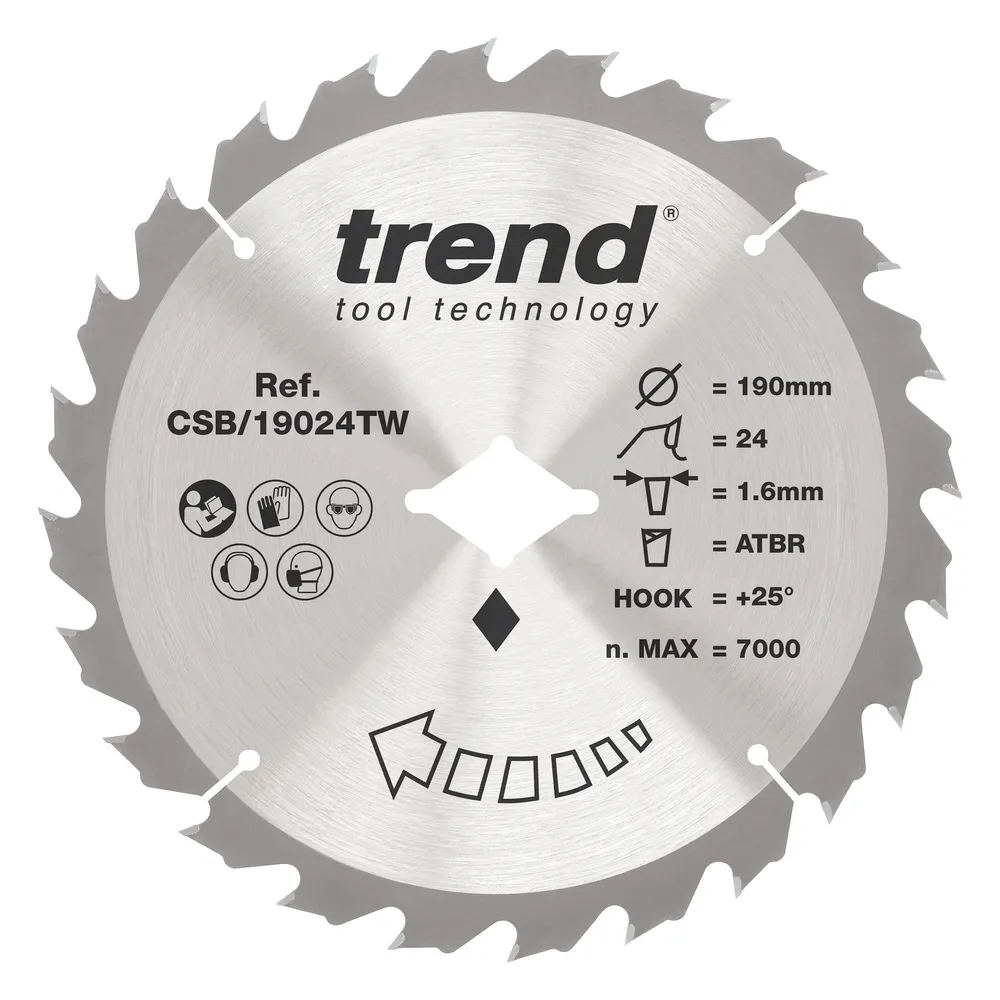 Trend Trä- Batteri- ATBR Cirkelsågsklinga 190mm x Diamondmm x 24T