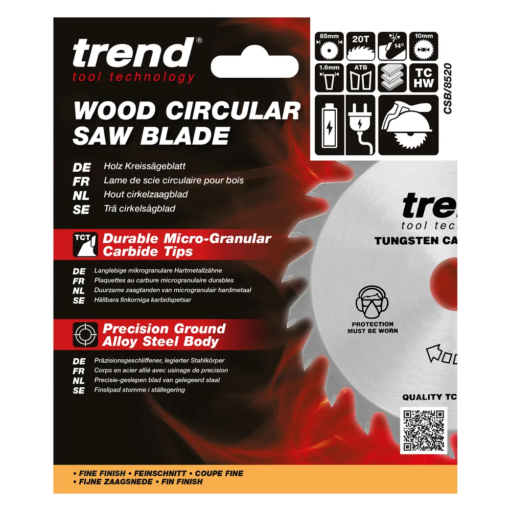Trend Trä- Cirkelsågsklinga 85mm x 10mm x 20T