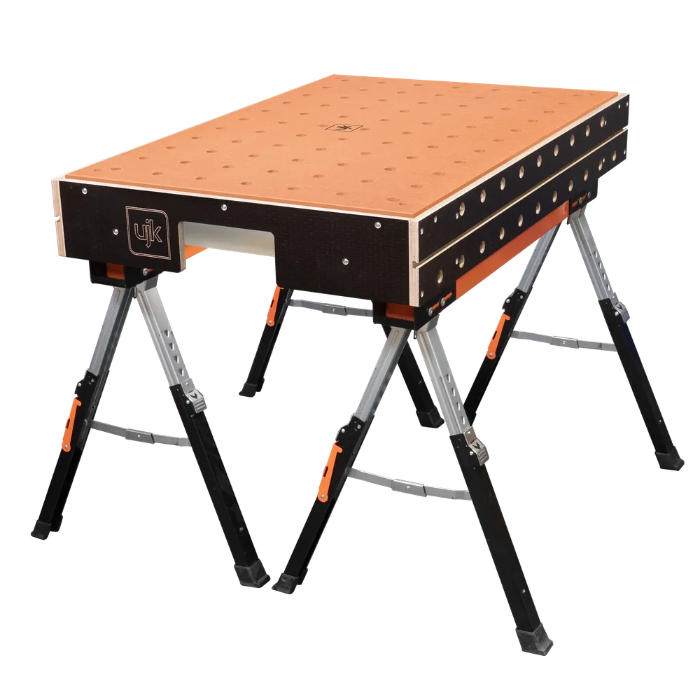 UJK Multifunction Arbetsbord Mk II med 2x sågbockar+ HDF Valchromat skiva