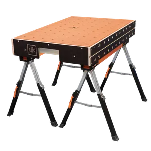 UJK Multifunction Arbetsbord Mk II med 2x sågbockar+ HDF Valchromat skiva