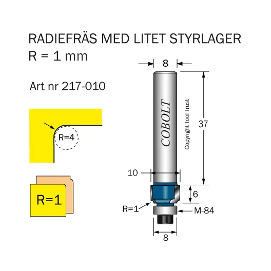 Cobolt Avrundnings / Radiefräsar med styrlager