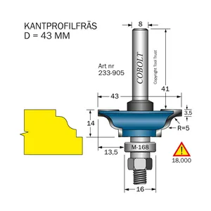 Kantprofilfräs R=5 D=43 L=14 F=13.5 Cobolt®