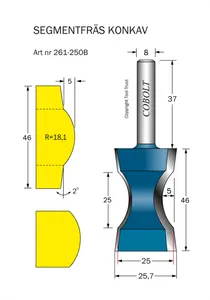 Segmentfräs L=25/46 R=18.1 F=5 S=8 Cobolt®