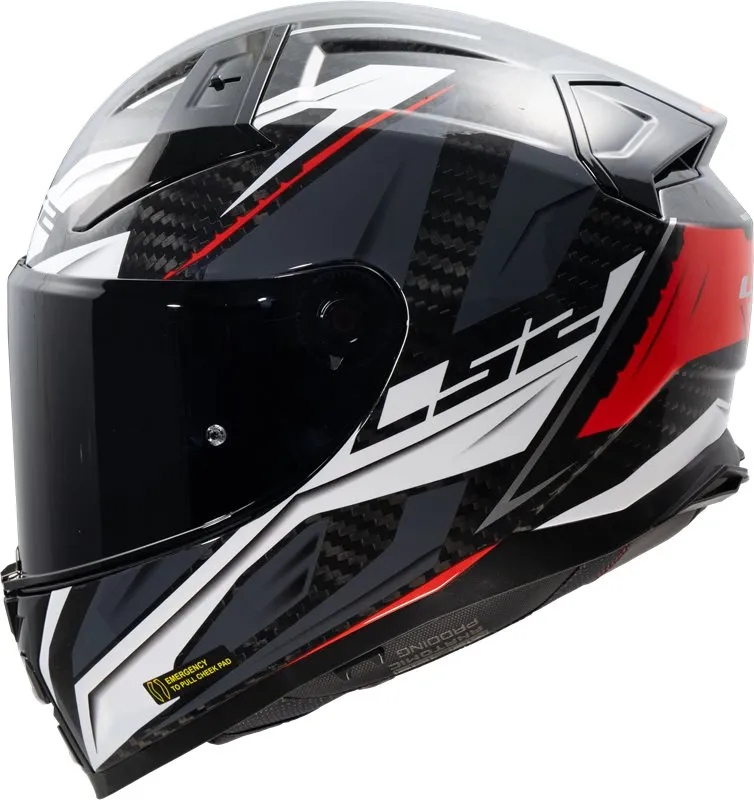 Hjälm Ls2 Ff811 Vector Ii Carbon Savage Vit/Röd/Grå