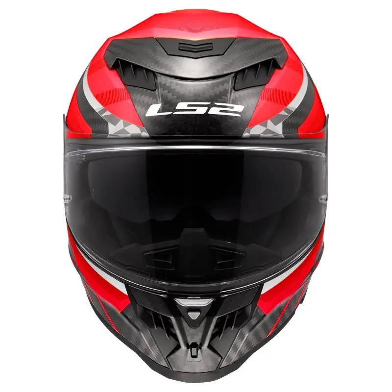 Hjälm Ls2 Ff807 Dragon Carbon Trax Röd/Vit