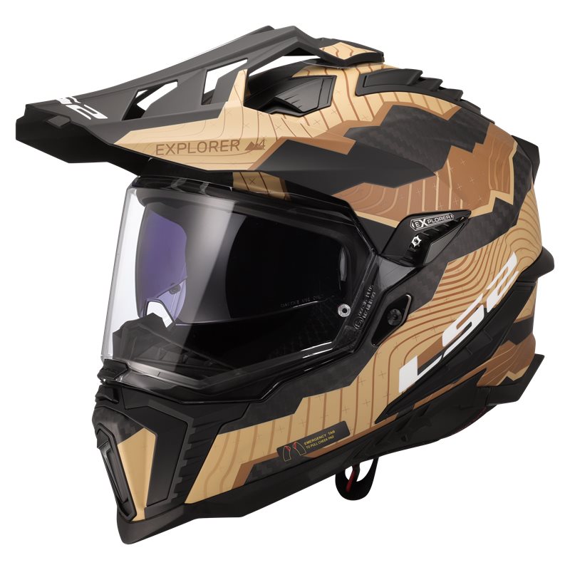 Hjälm Ls2 Mx701 Explorer Carbon Trick Brun/Sand