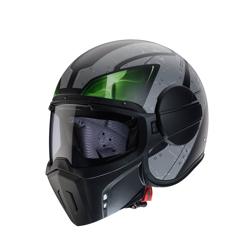 Hjälm Caberg Ghost X Vyrus Matt Svart/Grå/Grön