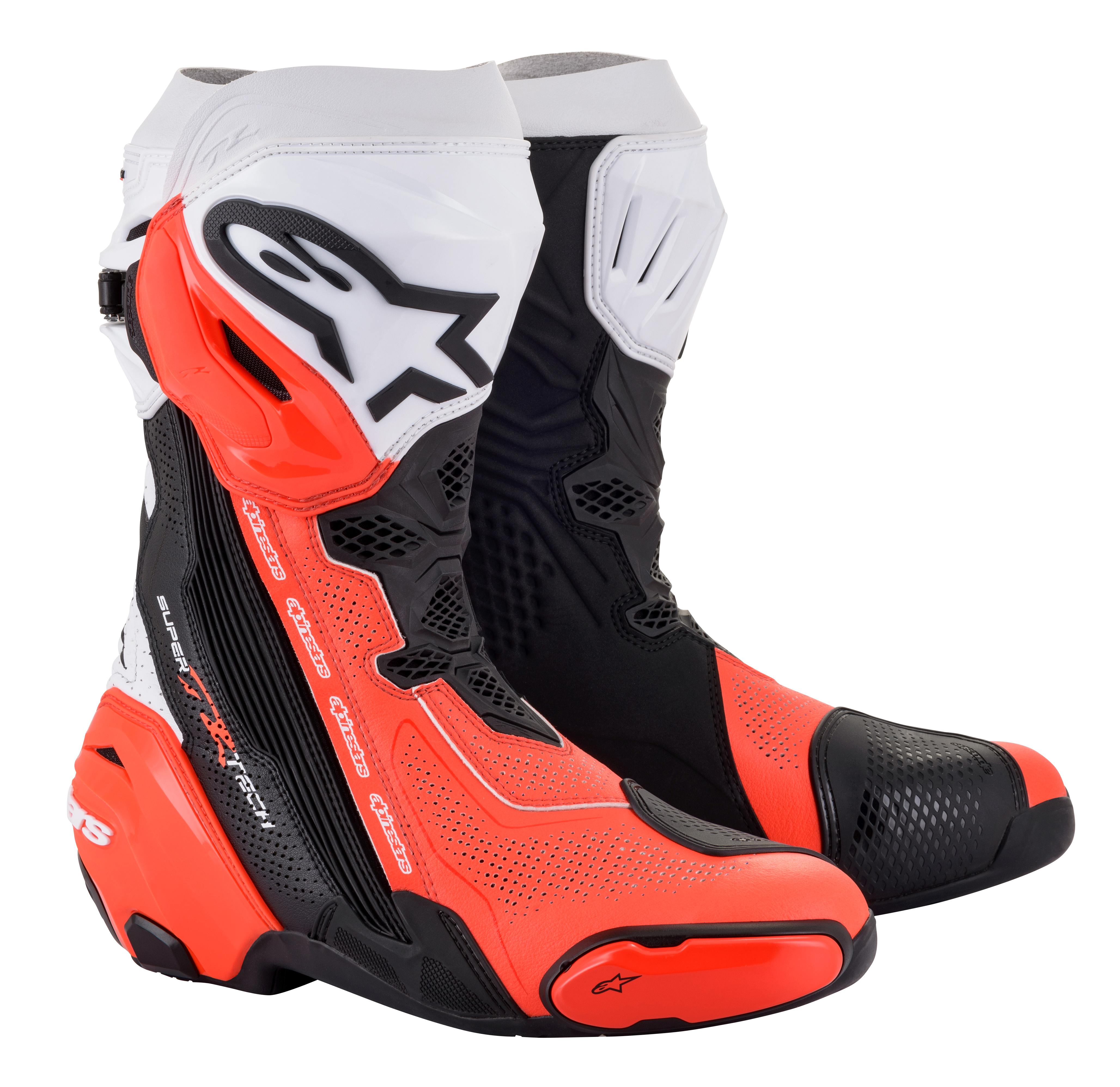 Alpinestars Stövel Supertech R Vented v2 Svart/Vit/Fluo Röd 