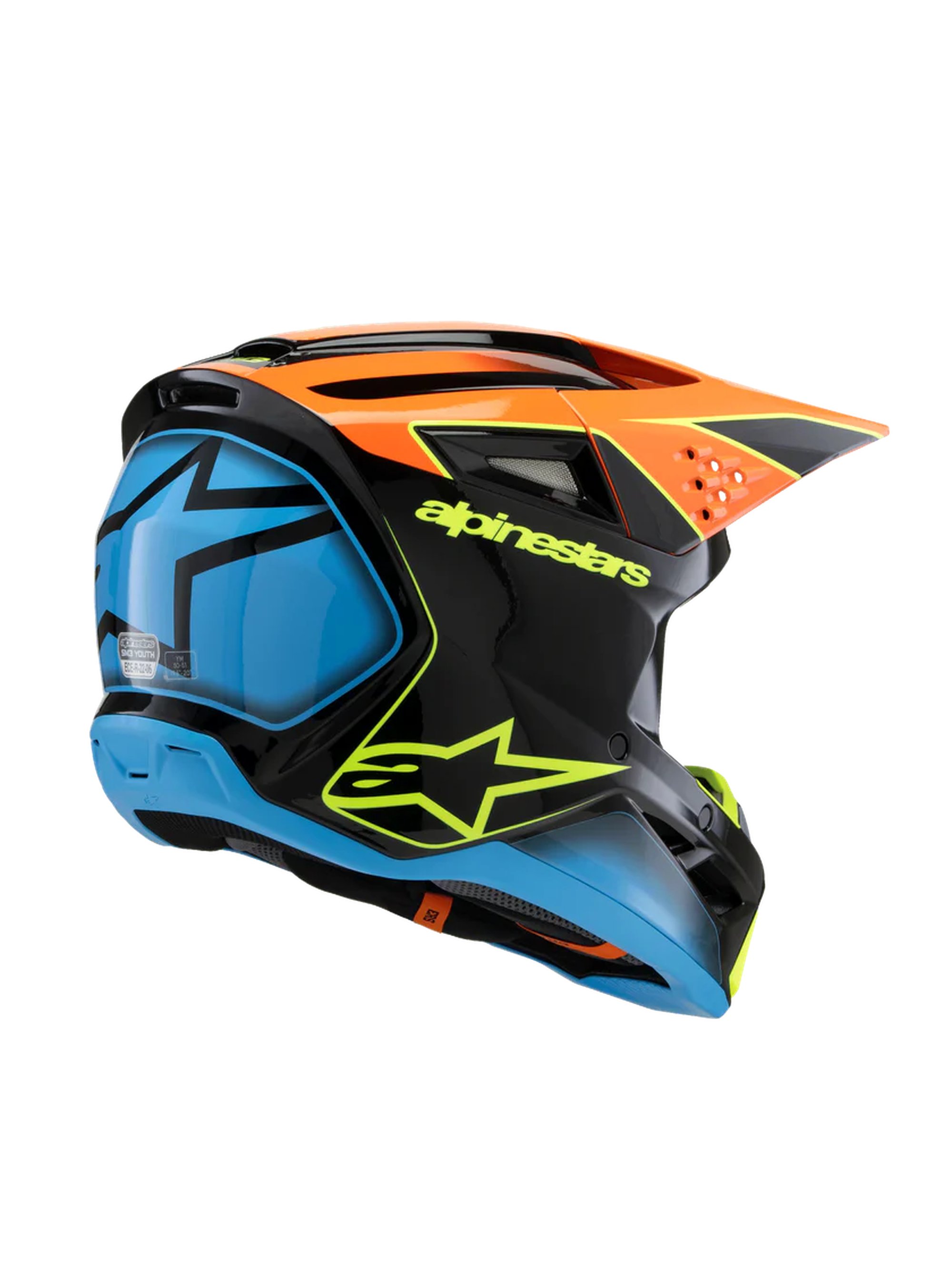 Alpinestars Hjälm SM3 Youth Fray Svart/Orange/Gul Fluo 
