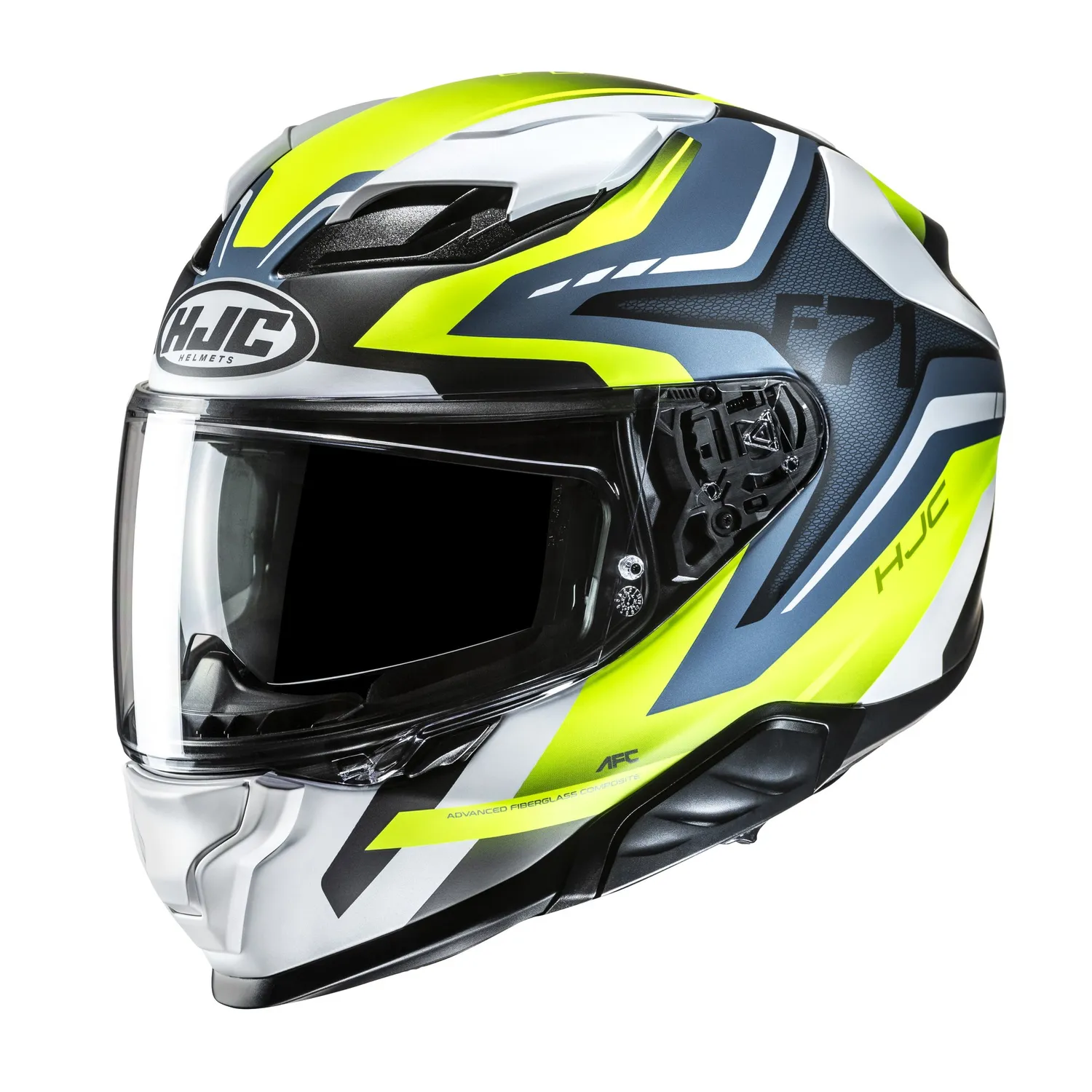 HJC Hjälm F71 Fes Vit/Fluo Gul/Blå MC3HSF