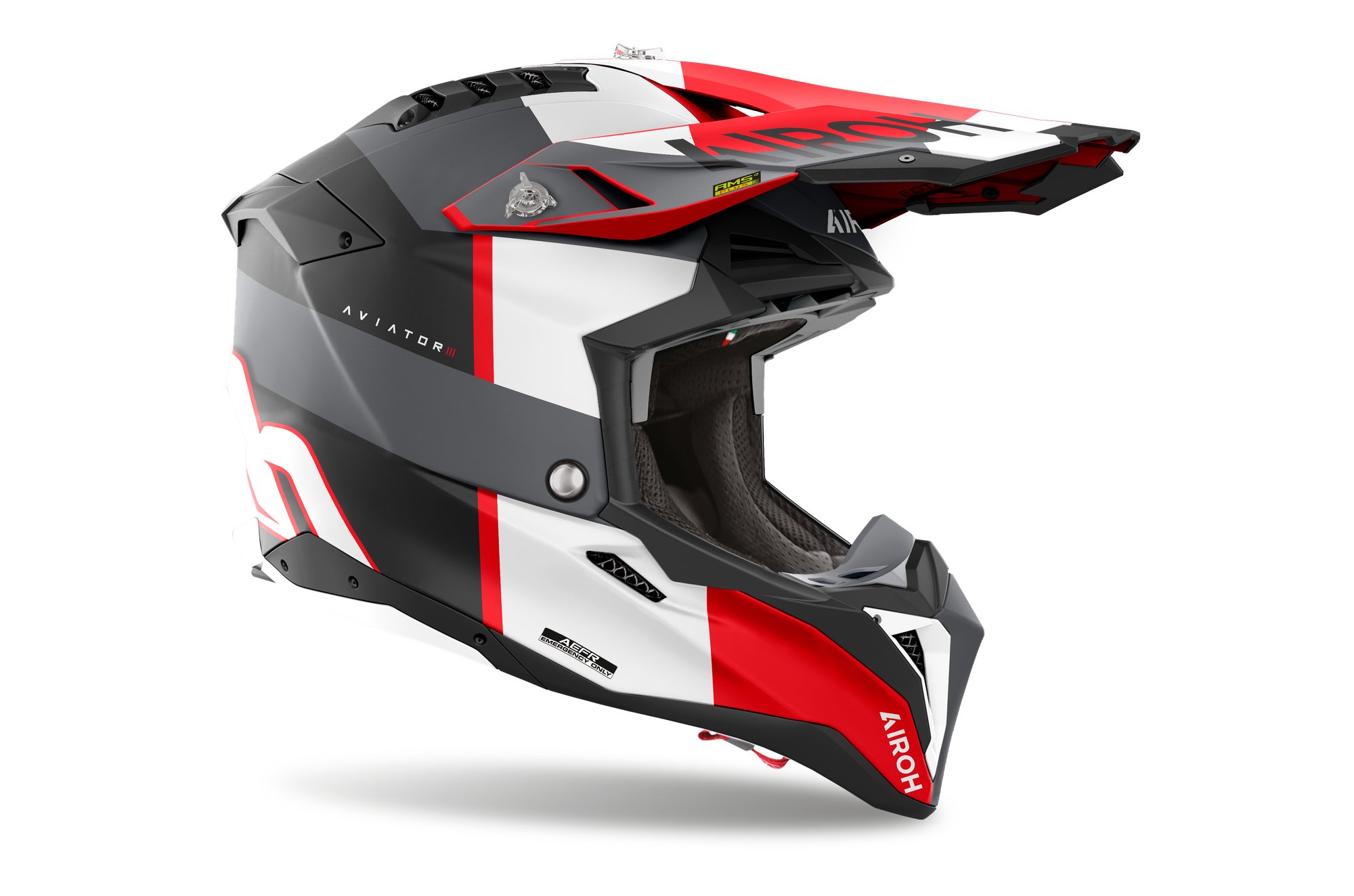 Airoh Hjälm Aviator 3 Monarch Grå/Röd Matt