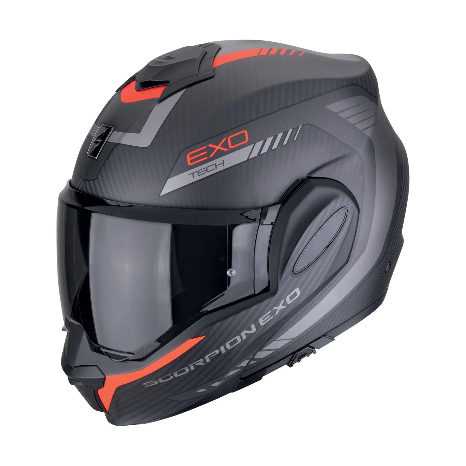 SCORPION Hjälm EXO-TECH EVO CARBON Cozy Mattsvart-Röd