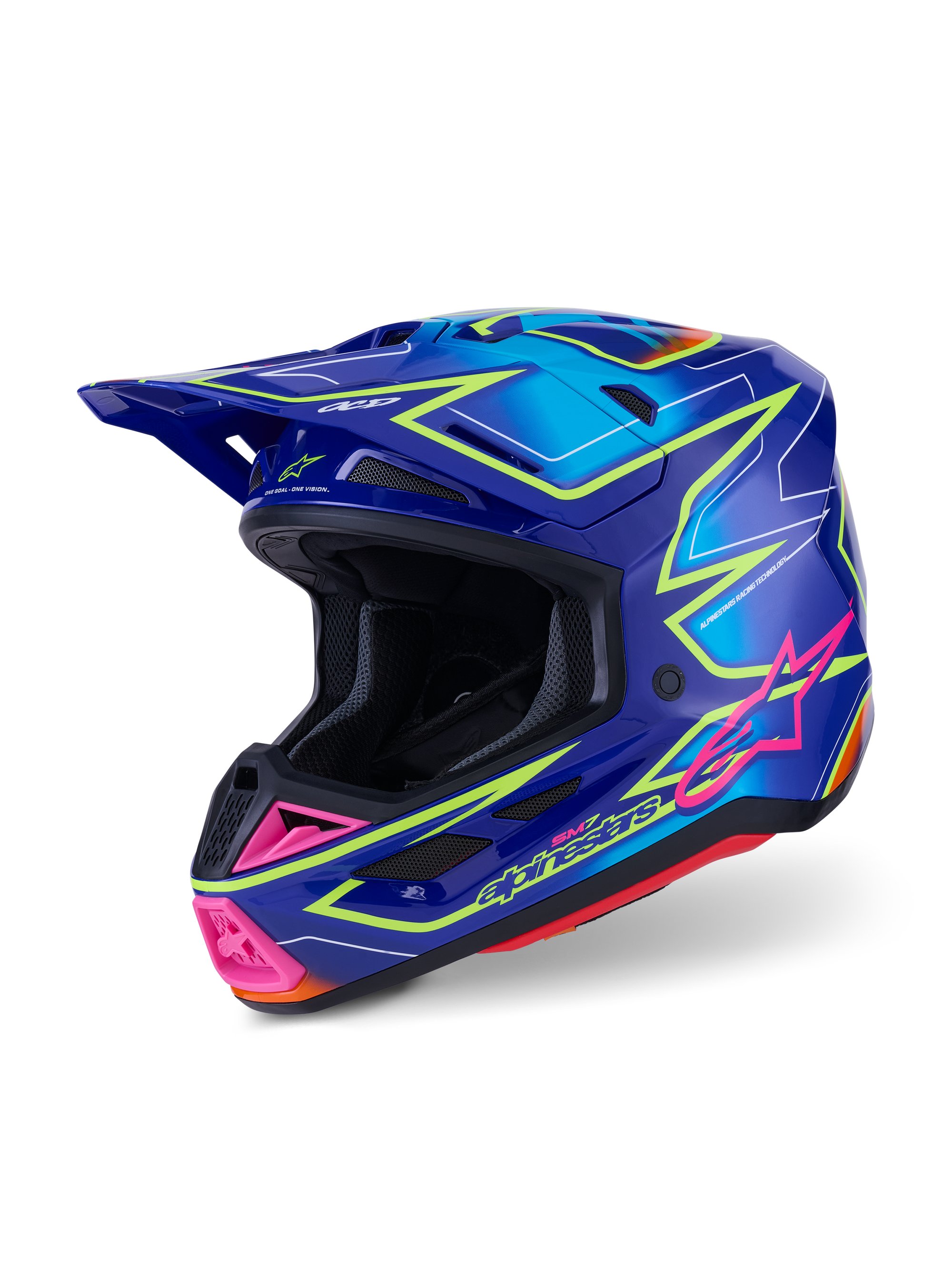 Alpinestars Hjälm S-M7 Cast Blå/Rosa/Fluo Gul
