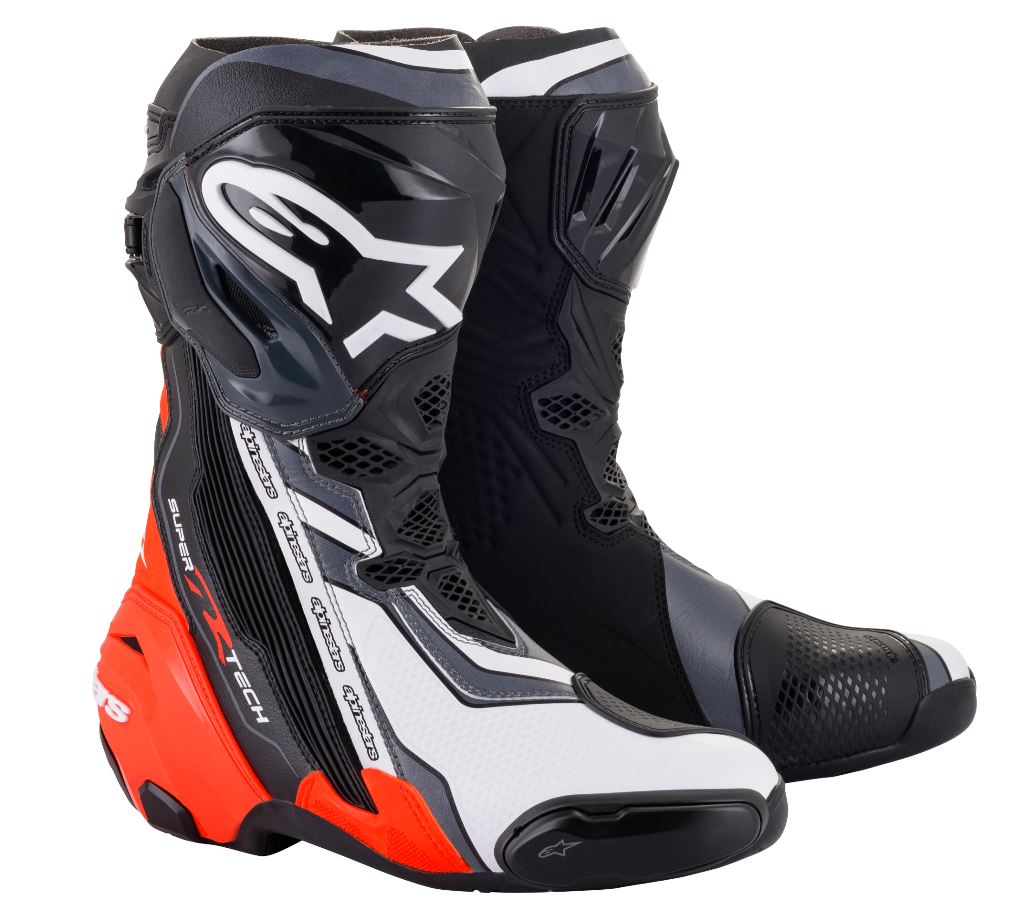Alpinestars Stövel Supertech R v2 Svart/Fluo Röd/Vit